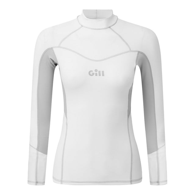 White long-sleeve shirt with mesh panels on a white background.