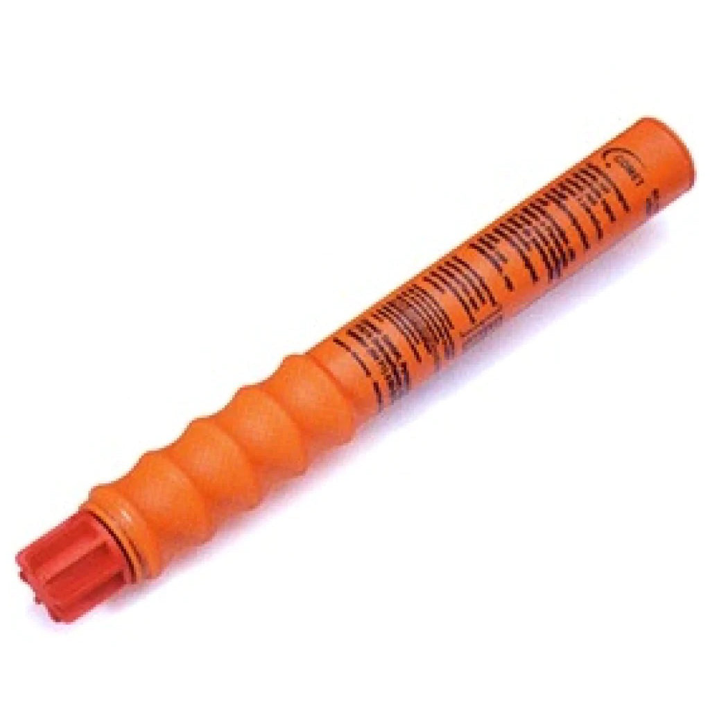 Orange flare with black text on a white background