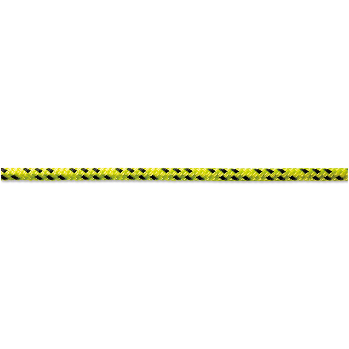 Yellow and black braided rope on a white background