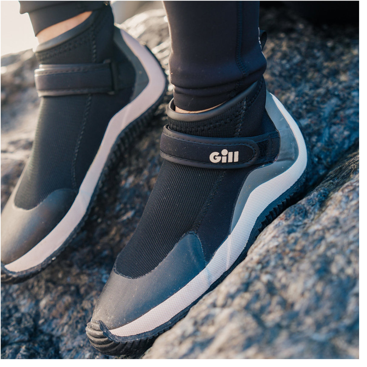 Gill Black Aquatech Boots being used on rocks.