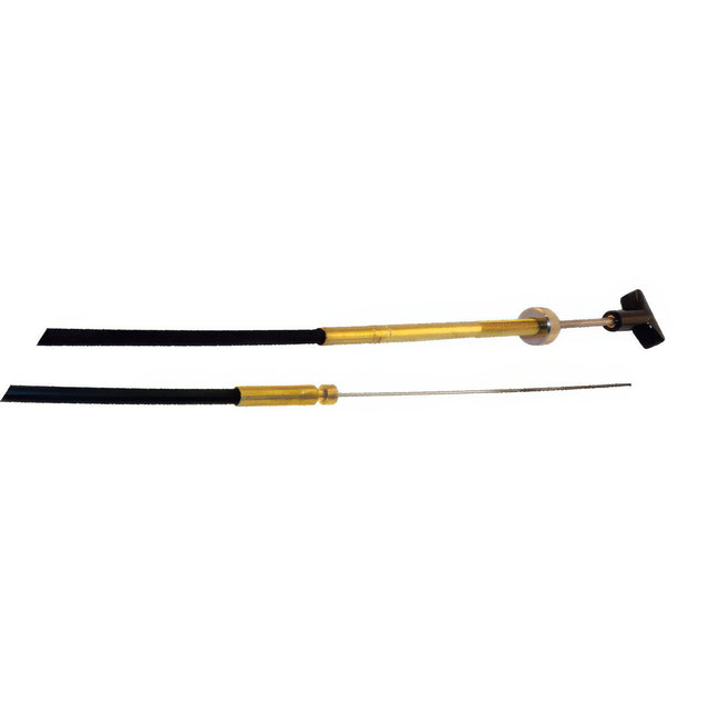 Two extendable poles with black and gold handles on a white background