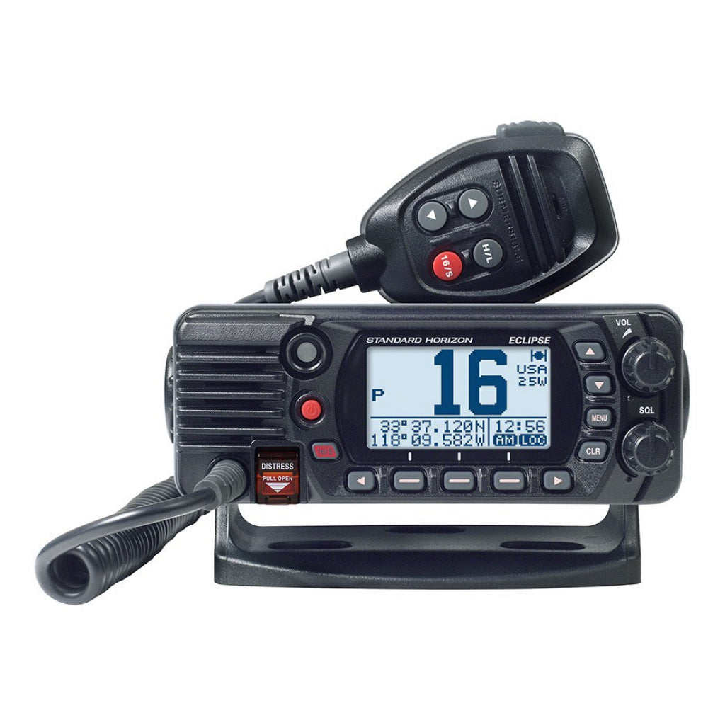 Marine radio with microphone on a white background