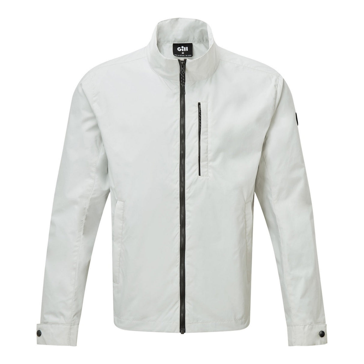White jacket with a zipper on a white background