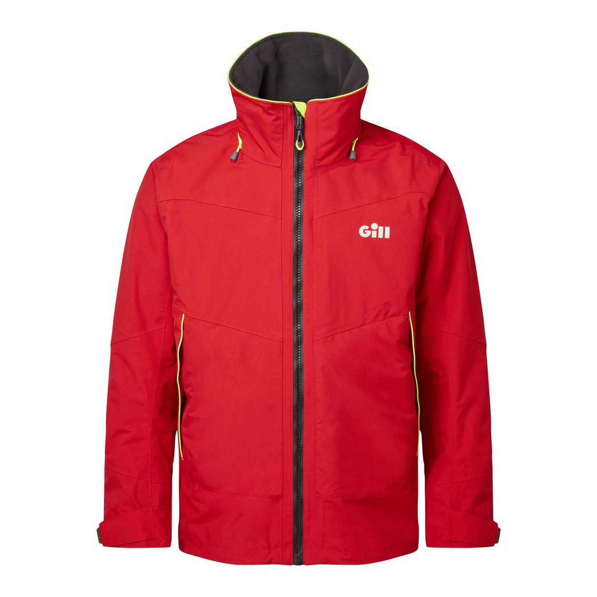 Red jacket with a brand logo on a white background