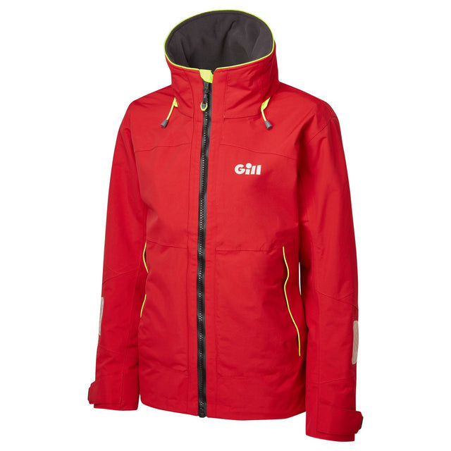 Red jacket with a brand logo on a white background