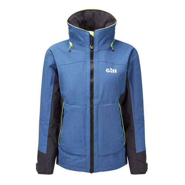 Blue and black jacket with a visible brand logo on a white background