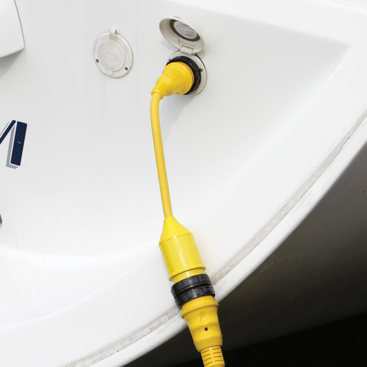 Marinco 50A Fem/50A Male Eel Adapter Pigtail on boat