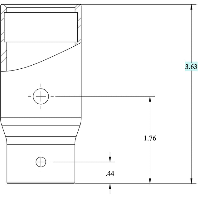 Seaview Starlink Stainless Adapter 1-14 Thread side demensions drawing