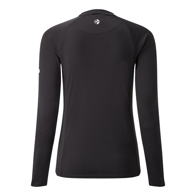 Back of Black long-sleeve shirt on a white background.