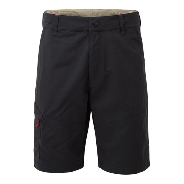 Black shorts with a beige interior on a white background