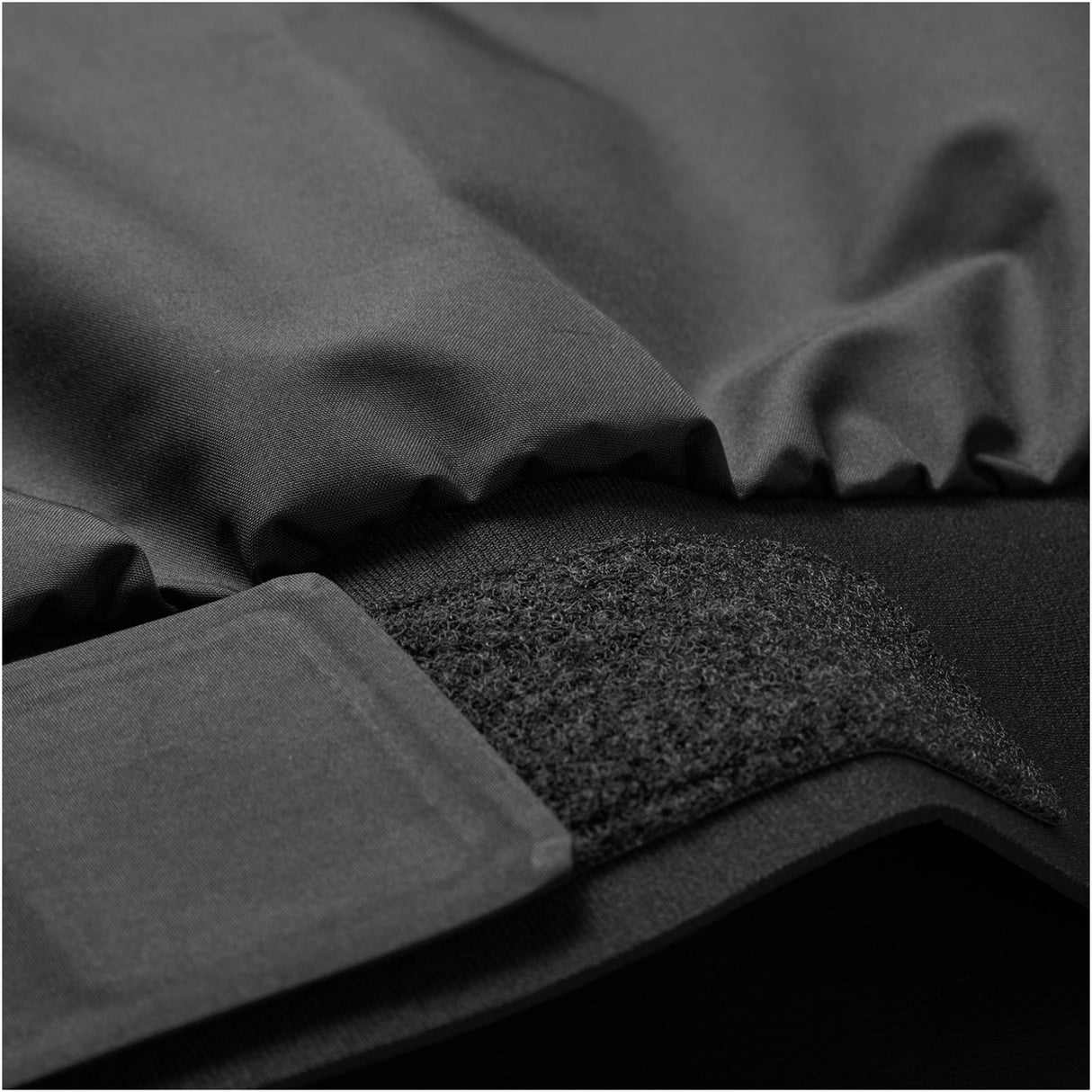 Close up of velcro for black Gill smock.