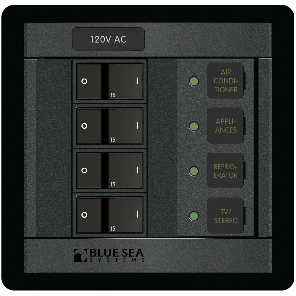 Blue Seas Systems 120 Volt AC 4 Position Panel