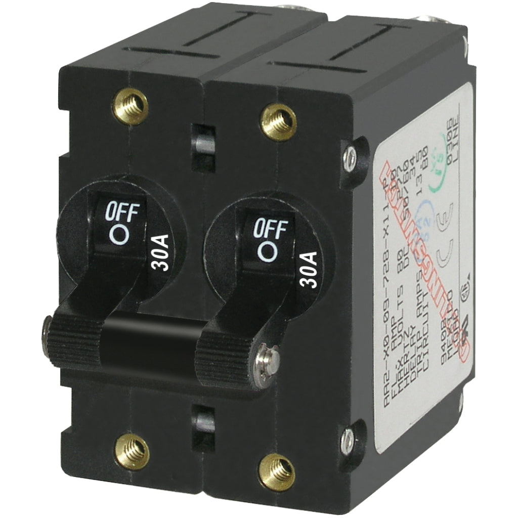 Blue Sea Double Pole Circuit Breaker - 30A Black