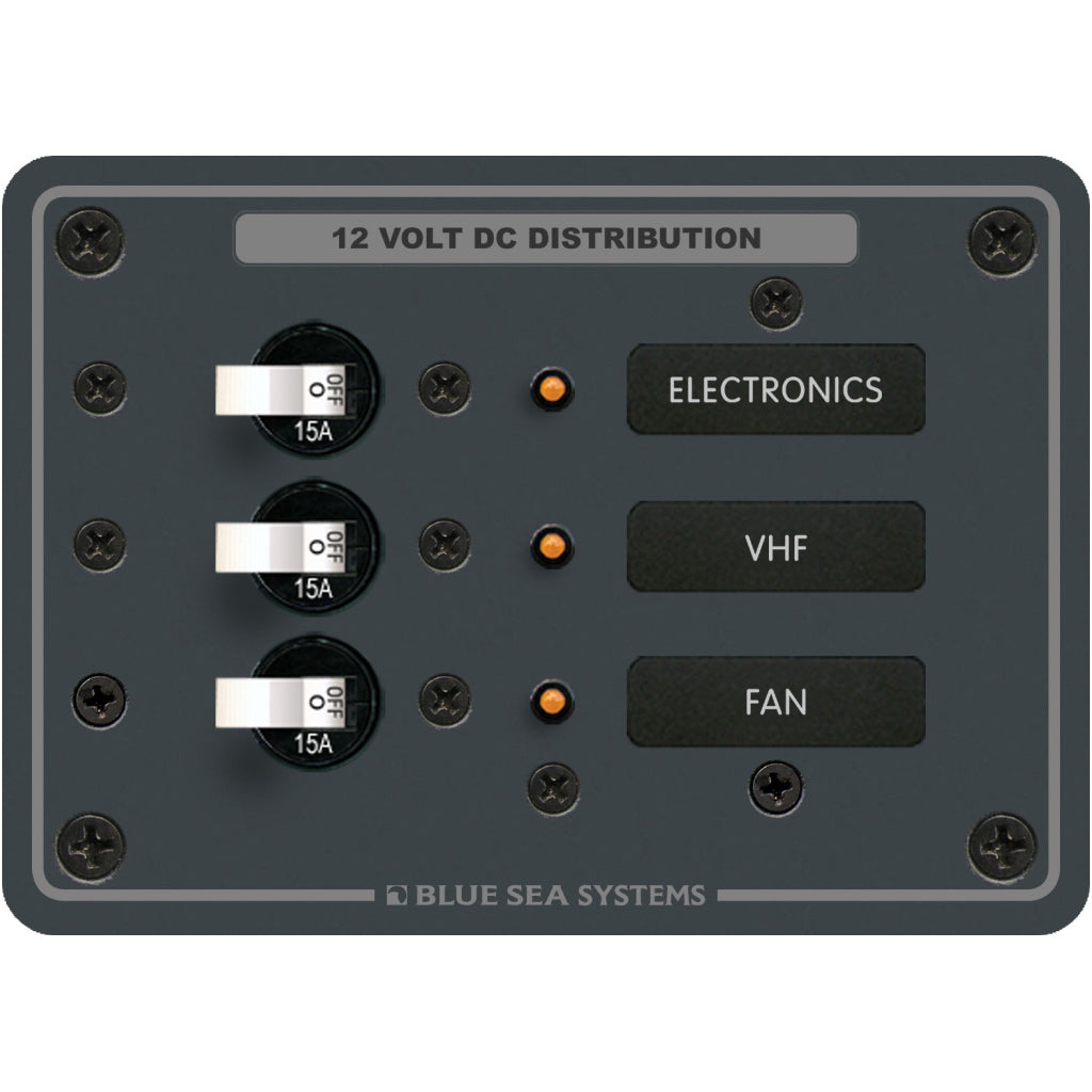 Blue Sea 8025 Traditional Metal DC Panel - 3 Pos