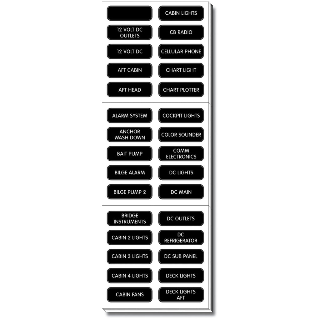 Blue Sea Extended DC Panel 120 Label Set