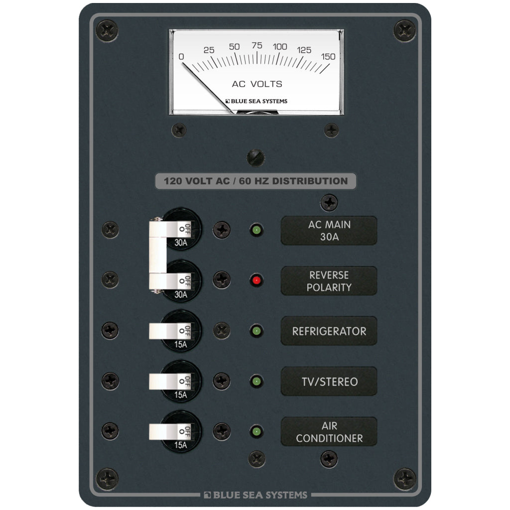 Blue Sea 8043 Trad Metal Panel - AC Main + 3 Pos