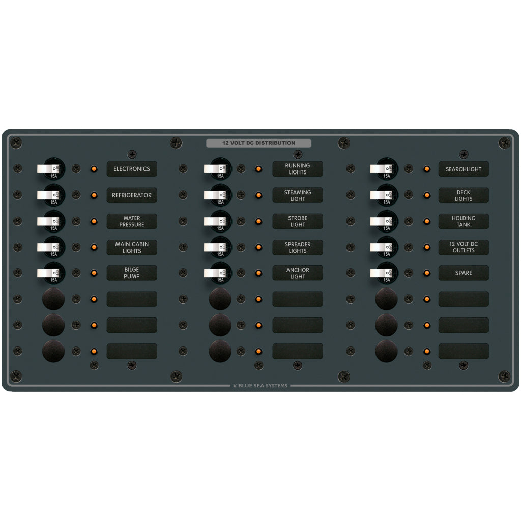 Blue Sea 8264 Traditional Metal DC Panel - 24 Pos.