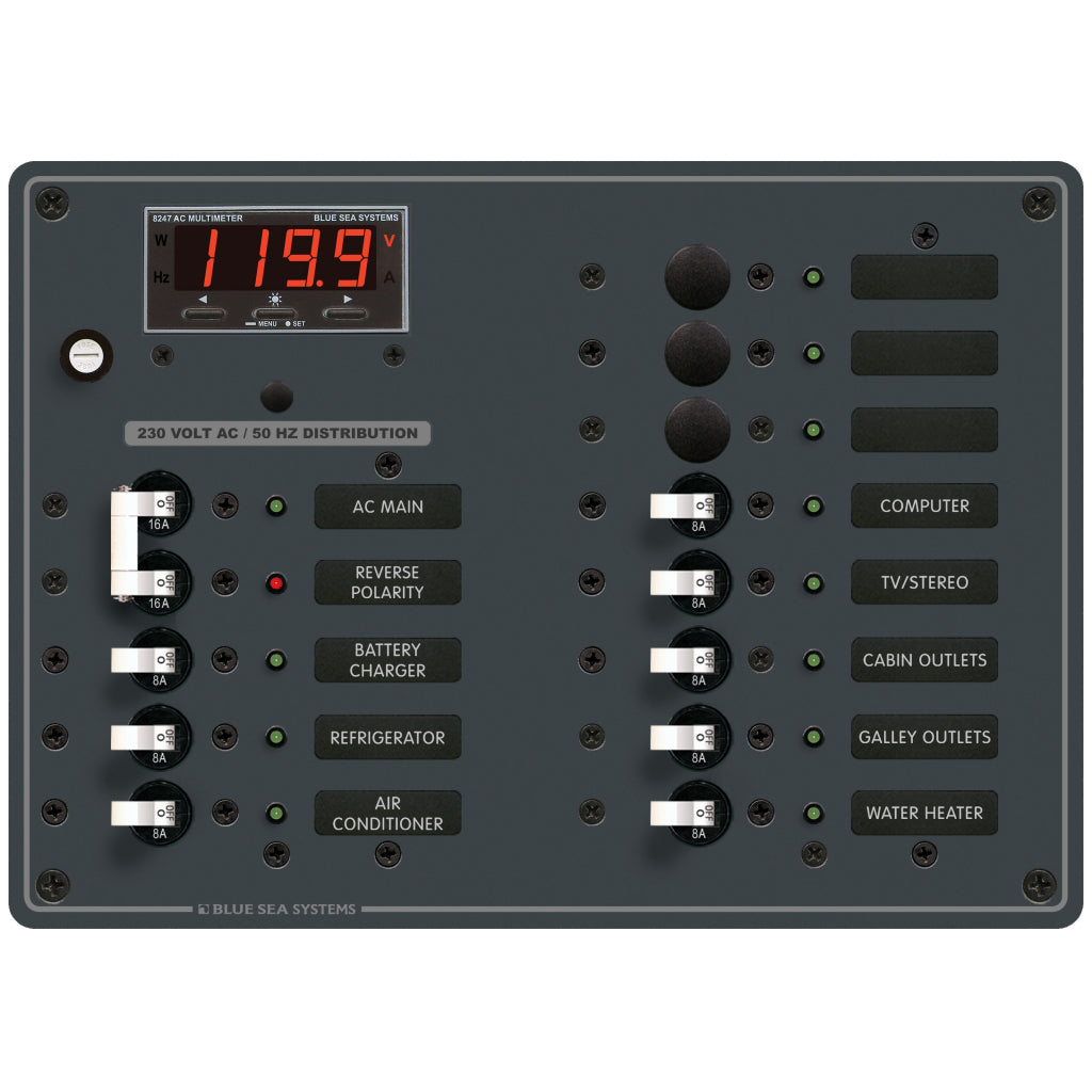 Blue Sea European 11 Pos. AC Main Panel