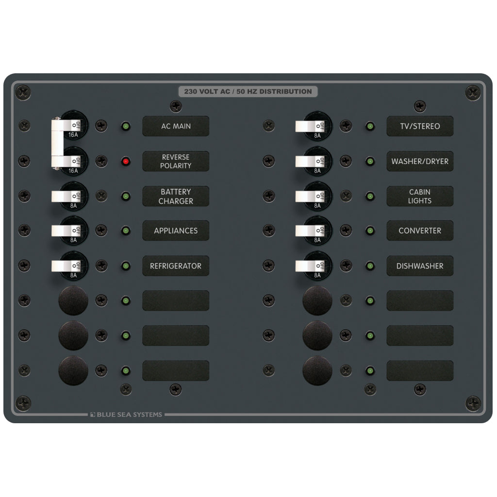 Blue Sea European 14 Pos. AC Main Panel