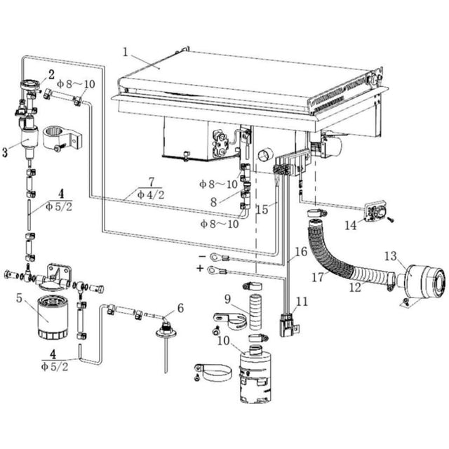 2-in-1 Diesel Cooktop and Air Heater Schematic.