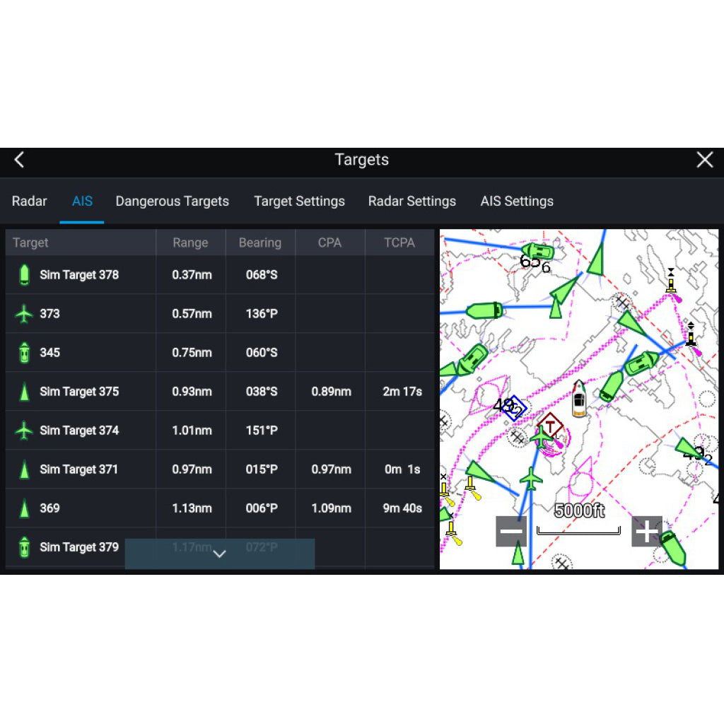 Ais Targets Menu Of Raymarine Ais700 Class B Transciever With Splitter.