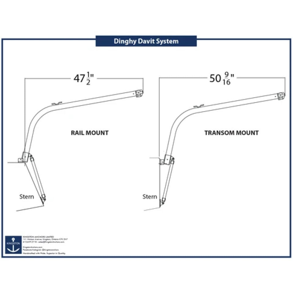 Tech Drawing Of Kingston Dinghy Davits System.