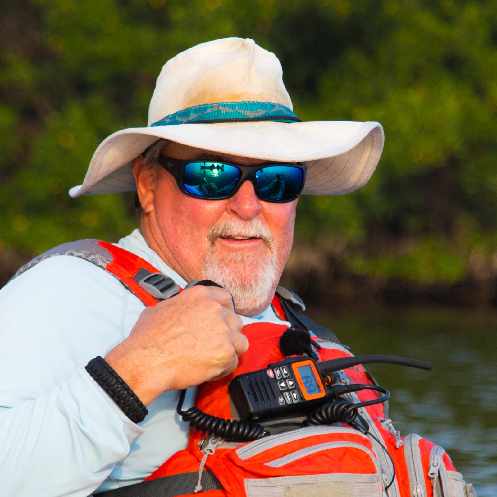 Person with Standard Horizon radio