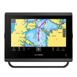 Garmin marine navigation display with map on a white background