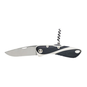 Multifunctional knife with corkscrew on a white background