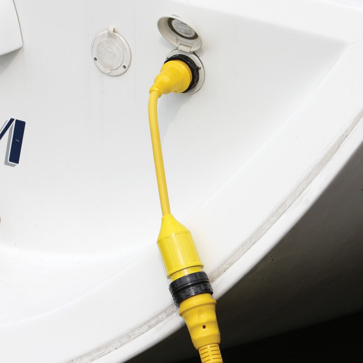 Marinco Male to Female Pigtail Adapter on boat