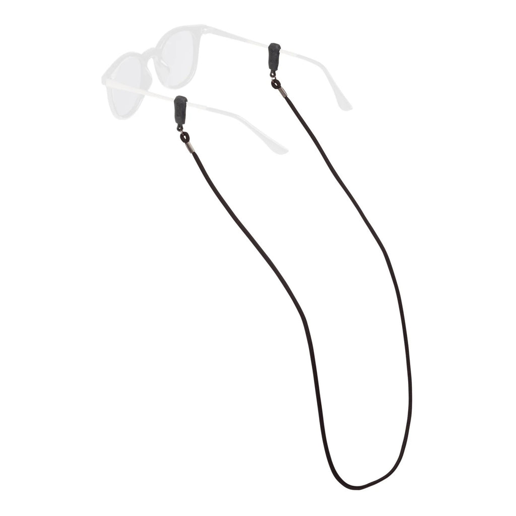 Sunglasses with a black cord on a white background