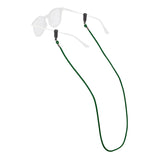 Green eyeglass cord with a pair of glasses on a white background
