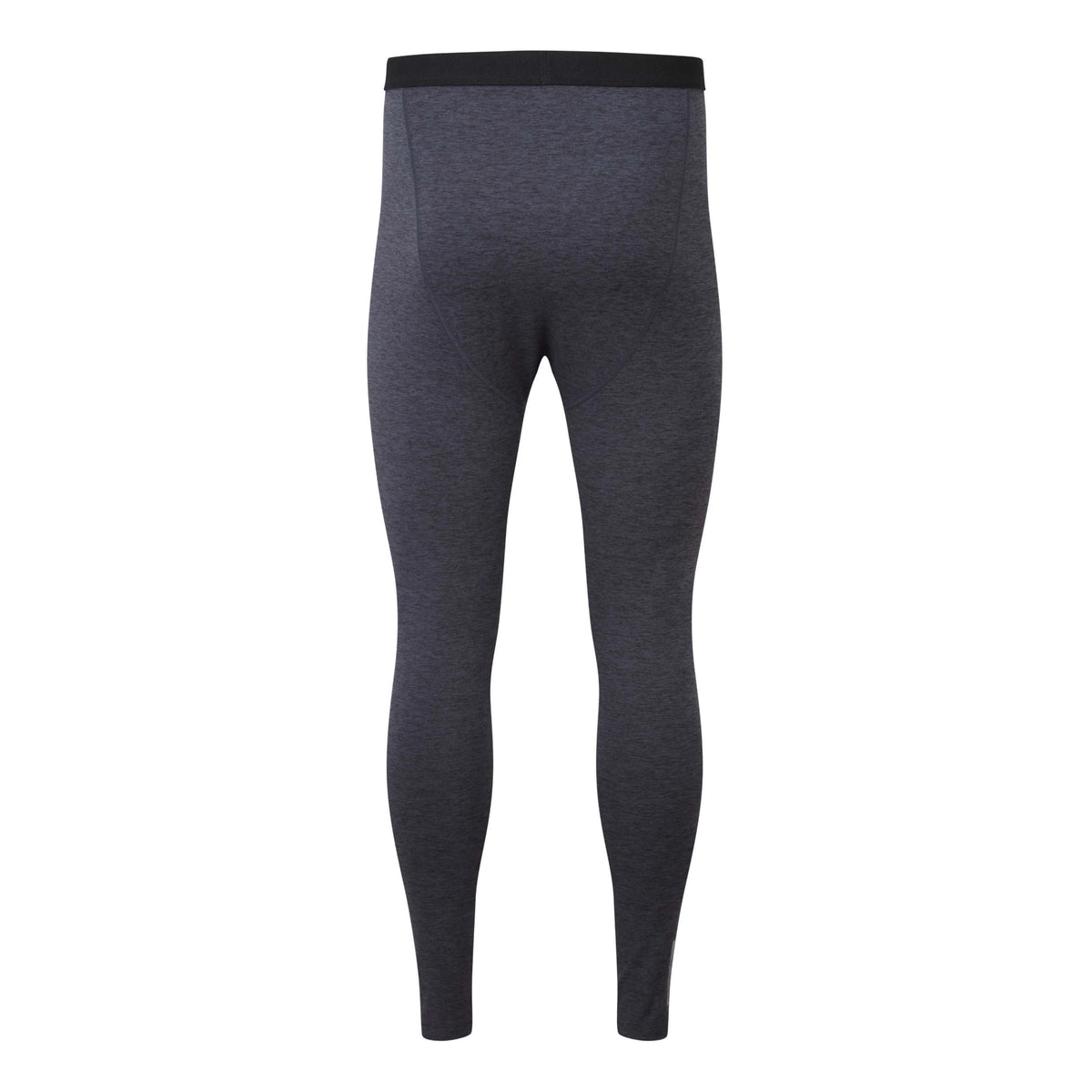 Dark gray heathered compression leggings shown from the back on a plain white background.