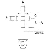 Sta-Lok Self-Fit Fork - 1/4" Wire, 7/16" Pin diagram