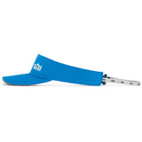 Blue visor with a brand logo on a white background