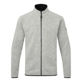 Gray fleece jacket with black zipper on a white background