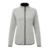 Gray fleece jacket with black zipper on a white background