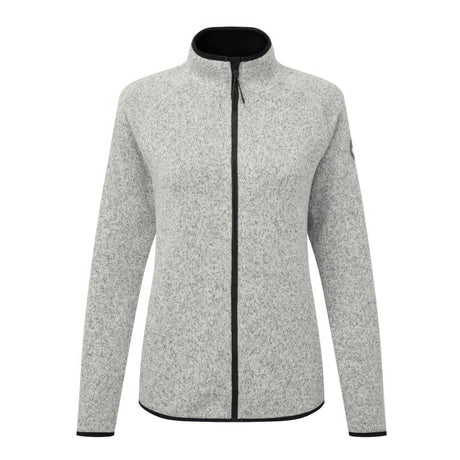 Gray fleece jacket with black zipper on a white background