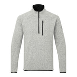 Gray pullover with black zipper and collar on a white background