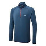 A blue long-sleeve athletic quarter-zip pullover with a red zipper accent and a white 'giti' logo on the chest, displayed on a clean white background.