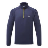 A navy blue long-sleeve quarter-zip pullover with a yellow zipper pull and a white 'giti' logo on the left chest, shown against a plain white background.
