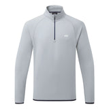 A light gray long-sleeve quarter-zip pullover with a small white 'GHI' logo on the left chest, displayed on a clean white background.