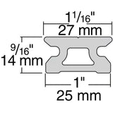 Harken 27mm Retro Low Beam 8' Track 4" Hole Space diagram