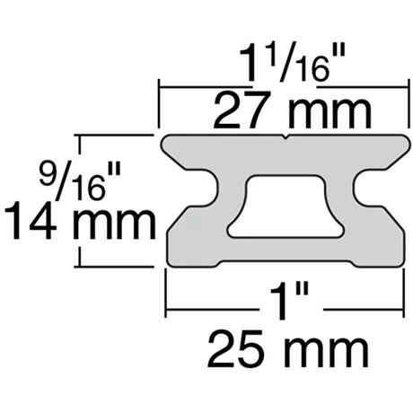Harken 27mm Retro Low Beam 8' Track 4" Hole Space diagram