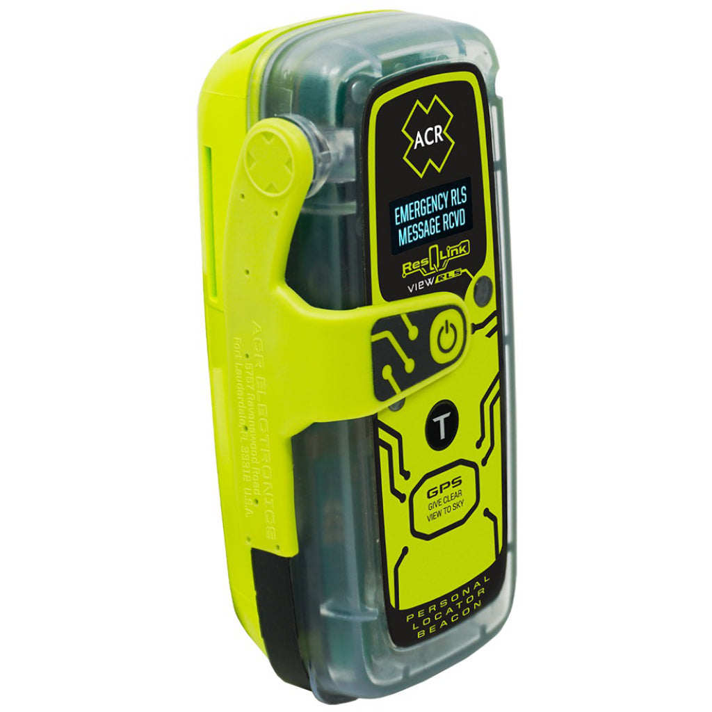 Angle view of ACR ResQLink VIEW RLS Personal Locator Beacon.