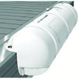 White exhaust hood attached to a metal roof