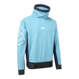 A light blue athletic jacket with dark navy panels on the sides, a high collar, and a white 'GILL' logo on the chest, displayed on a clean white background.