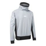 A light gray and black athletic pullover jacket with a high mock neck collar, featuring a white 'gill' logo on the chest and a white graphic on the sleeve, shown on a plain white background.