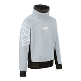 A light gray and black GILL athletic pullover jacket with a high collar, featuring a white GILL logo on the chest and a large white graphic on the sleeve, shown on a plain white background.