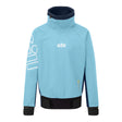 A light blue and navy GILL athletic jacket with a mock neck, featuring a white stylized logo on the right sleeve and a white GILL logo on the left chest, displayed on a clean white background.